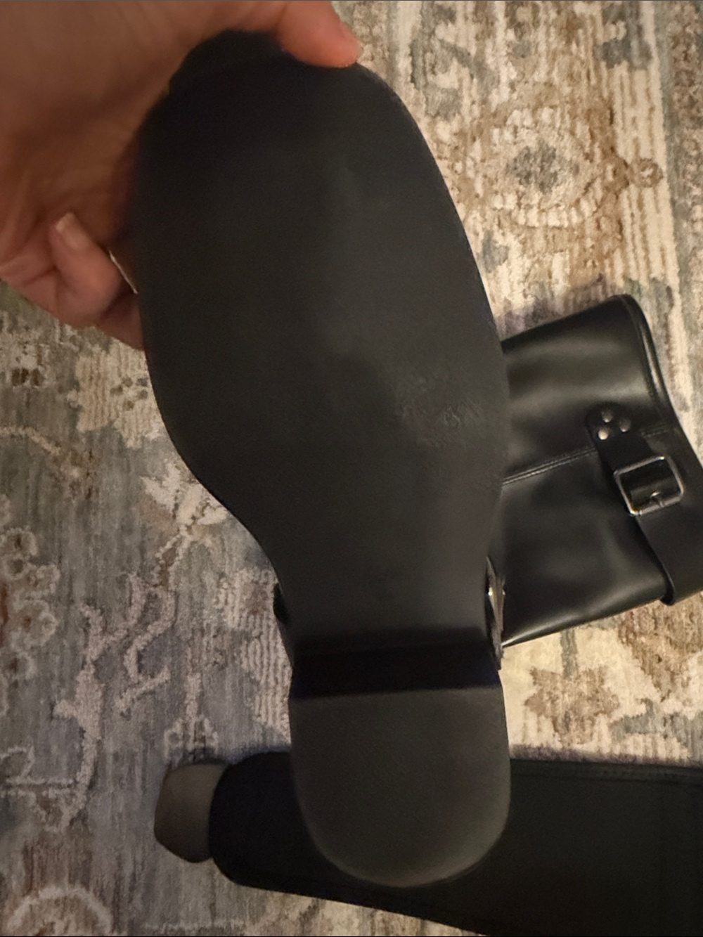 H&M Black Buckle Mid-Calf Leather Heeled Boots - Picture 4 of 6